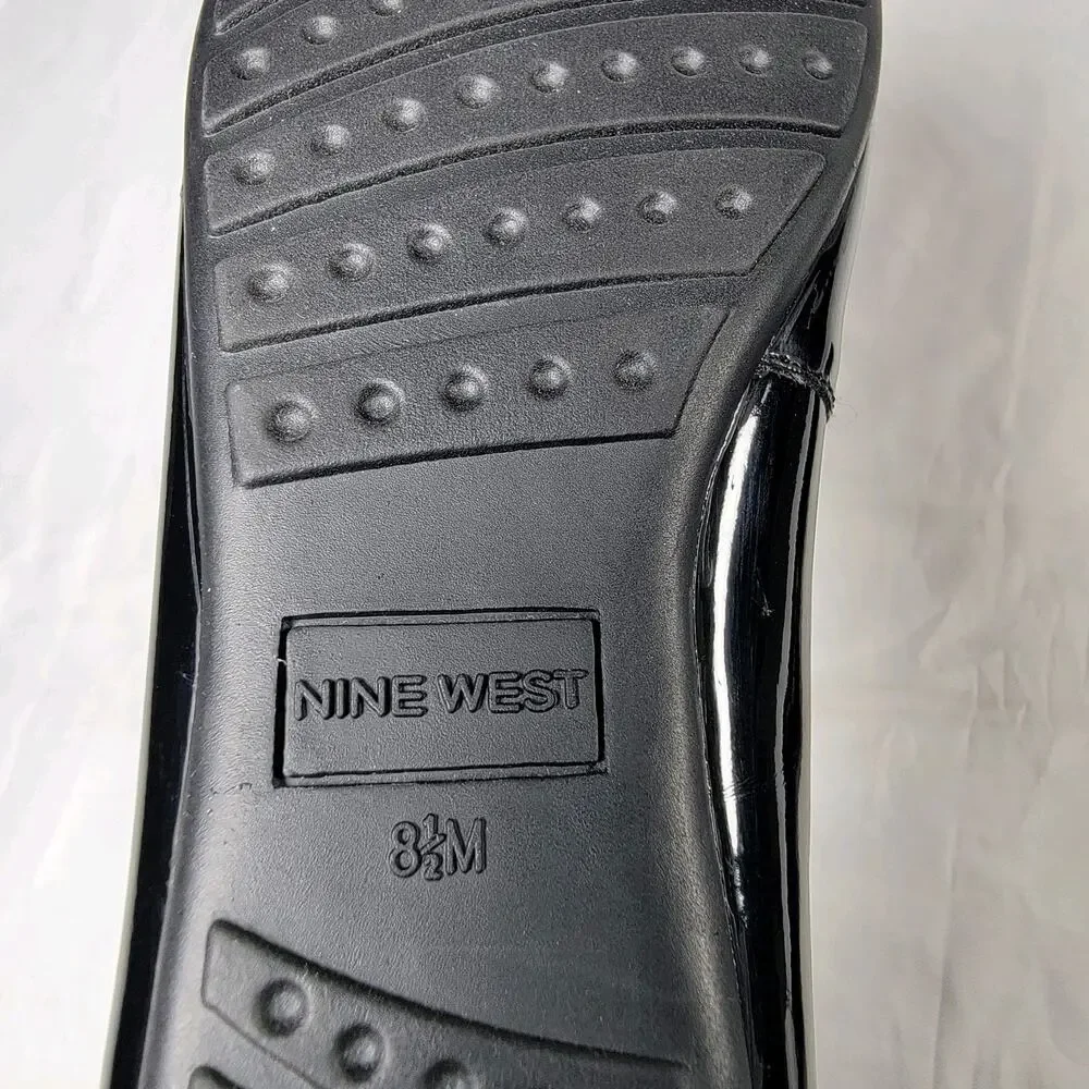 Nine West WNCICI Women 8.5M Black Patent Loafers Ballet Flats Slip On New In Box